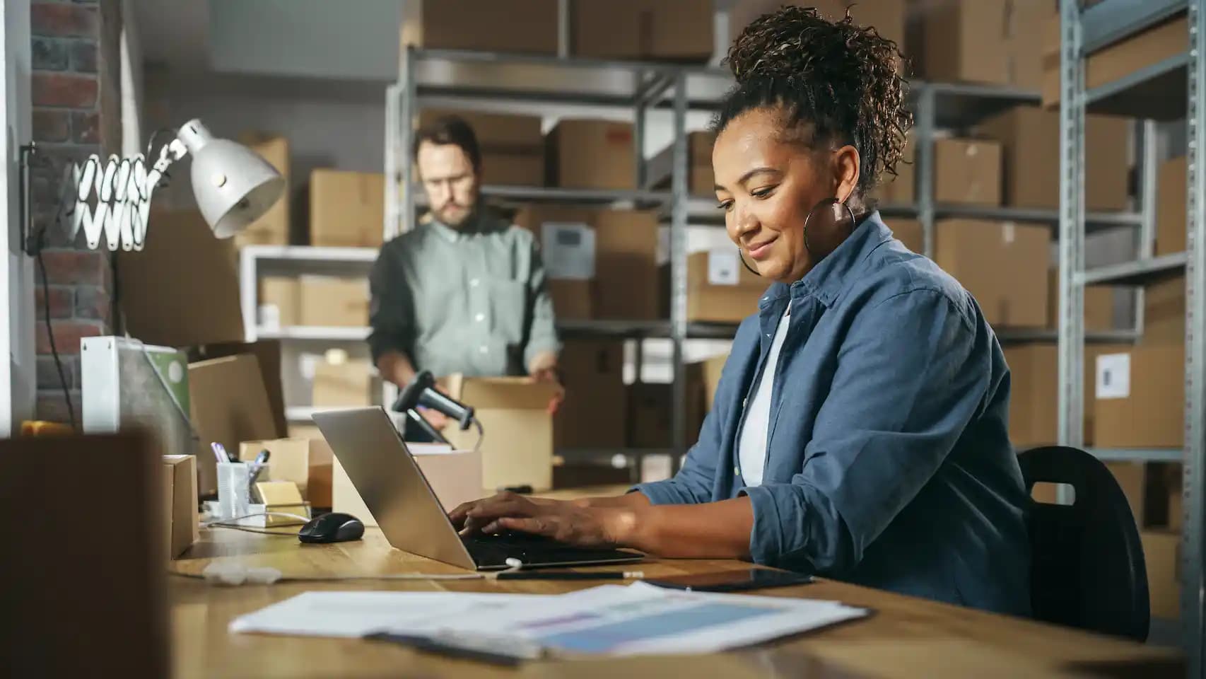 female working on laptop